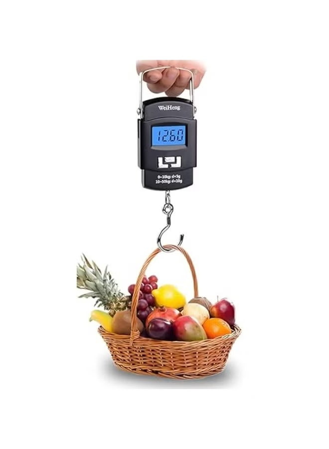 ميزان تعليق ديجيتال محمول بحمولة 50 كجم وشاشة LCD - ميزان إلكتروني للحقائب والصيد والمطبخ بخطاف ستانلس ستيل قوي - Image 3